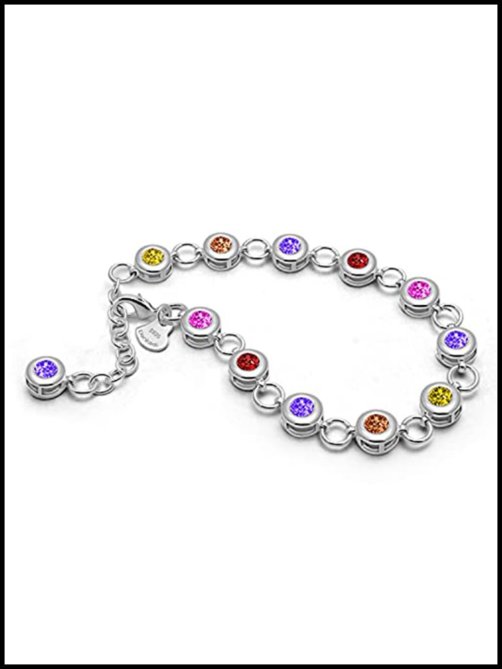 925 Sterling Silver Tennis Bracelet Cubic Zirconia Link Bracelet Adjustable